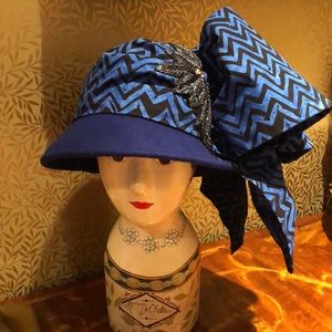 Blue wool cloche hat